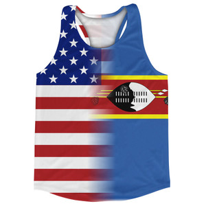American Flag And Eswatini Flag Combination Running Racerback Singlet Track Tank Top American Flag And Eswatini Flag Combination Running Racerback Singlet Track Tank Top