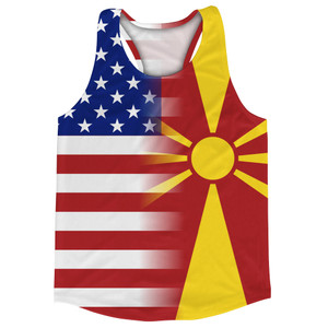 American Flag And North Macedonia Flag Combination Running Racerback Singlet Track Tank Top American Flag And North Macedonia Flag Combination Running Racerback Singlet Track Tank Top