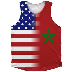 American Flag And Morocco Flag Combination Athletic Tank Top