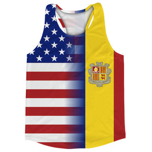American Flag And Andorra Flag Combination Running Racerback Singlet Track Tank Top American Flag And Andorra Flag Combination Running Racerback Singlet Track Tank Top