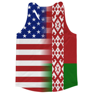 American Flag And Belarus Flag Combination Running Racerback Singlet Track Tank Top American Flag And Belarus Flag Combination Running Racerback Singlet Track Tank Top