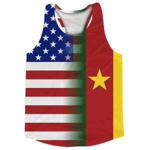 American Flag And Cameroon Flag Combination Running Racerback Singlet Track Tank Top