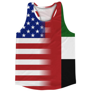 American Flag And United Arab Emirates Flag Combination Running Racerback Singlet Track Tank Top American Flag And United Arab Emirates Flag Combination Running Racerback Singlet Track Tank Top