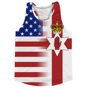 American Flag And Northern Ireland Flag Combination Running Racerback Singlet Track Tank Top American Flag And Northern Ireland Flag Combination Running Racerback Singlet Track Tank Top