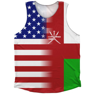 American Flag And Oman Flag Combination Athletic Tank Top