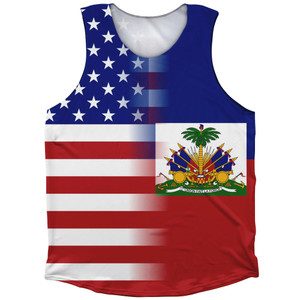 American Flag And Haiti Flag Combination Athletic Tank Top