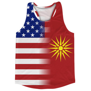 American Flag And Macedonia Flag Combination Running Racerback Singlet Track Tank Top American Flag And Macedonia Flag Combination Running Racerback Singlet Track Tank Top