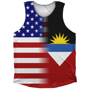 American Flag And Antigua And Barbuda Flag Combination Athletic Tank Top