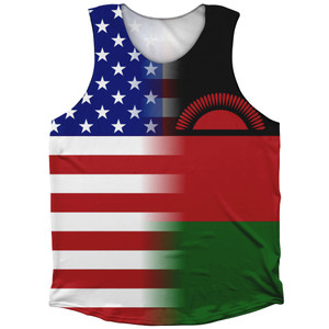 American Flag And Malawi Flag Combination Athletic Tank Top