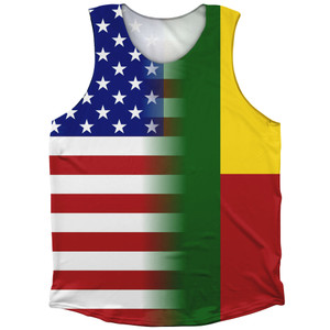American Flag And Benin Flag Combination Athletic Tank Top