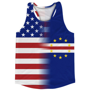 American Flag And Cape Verde Flag Combination Running Racerback Singlet Track Tank Top American Flag And Cape Verde Flag Combination Running Racerback Singlet Track Tank Top
