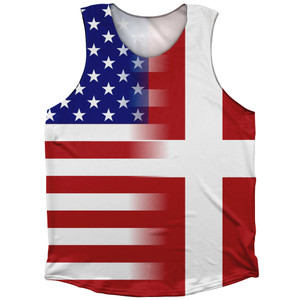 American Flag And Denmark Flag Combination Athletic Tank Top