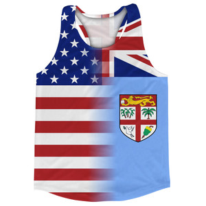 American Flag And Fiji Flag Combination Running Racerback Singlet Track Tank Top American Flag And Fiji Flag Combination Running Racerback Singlet Track Tank Top