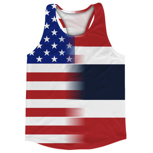 American Flag And Thailand Flag Combination Running Racerback Singlet Track Tank Top