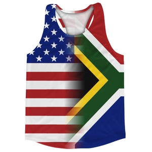 American Flag And South Africa Flag Combination Running Racerback Singlet Track Tank Top
