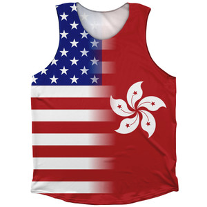 American Flag And Hong Kong Flag Combination Athletic Tank Top