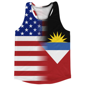 American Flag And Antigua And Barbuda Flag Combination Running Racerback Singlet Track Tank Top American Flag And Antigua And Barbuda Flag Combination Running Racerback Singlet Track Tank Top