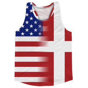 American Flag And Denmark Flag Combination Running Racerback Singlet Track Tank Top