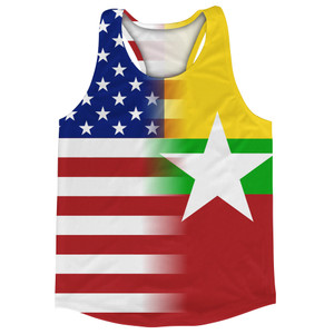 American Flag And Myanmar Flag Combination Running Racerback Singlet Track Tank Top American Flag And Myanmar Flag Combination Running Racerback Singlet Track Tank Top