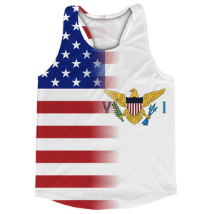 American Flag And US Virgin Islands Flag Combination Running Racerback Singlet Track Tank Top American Flag And US Virgin Islands Flag Combination Running Racerback Singlet Track Tank Top