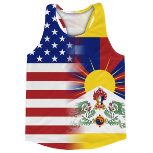 American Flag And Tibet Flag Combination Running Racerback Singlet Track Tank Top American Flag And Tibet Flag Combination Running Racerback Singlet Track Tank Top