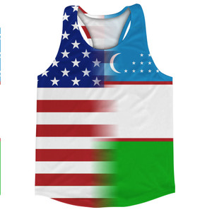 American Flag And Uzbekistan Flag Combination Running Racerback Singlet Track Tank Top American Flag And Uzbekistan Flag Combination Running Racerback Singlet Track Tank Top