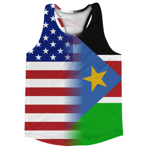 American Flag And South Sudan Flag Combination Running Racerback Singlet Track Tank Top American Flag And South Sudan Flag Combination Running Racerback Singlet Track Tank Top
