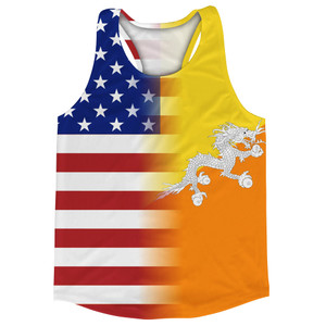 American Flag And Bhutan Flag Combination Running Racerback Singlet Track Tank Top American Flag And Bhutan Flag Combination Running Racerback Singlet Track Tank Top