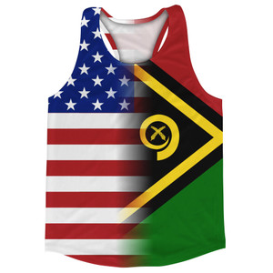 American Flag And Vanuatu Flag Combination Running Racerback Singlet Track Tank Top American Flag And Vanuatu Flag Combination Running Racerback Singlet Track Tank Top