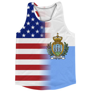 American Flag And San Marino Flag Combination Running Racerback Singlet Track Tank Top American Flag And San Marino Flag Combination Running Racerback Singlet Track Tank Top