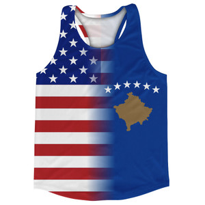 American Flag And Kosovo Flag Combination Running Racerback Singlet Track Tank Top American Flag And Kosovo Flag Combination Running Racerback Singlet Track Tank Top