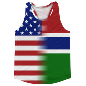 American Flag And Gambia Flag Combination Running Racerback Singlet Track Tank Top American Flag And Gambia Flag Combination Running Racerback Singlet Track Tank Top