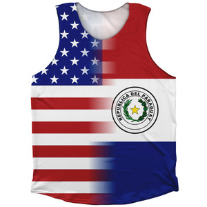American Flag And Paraguay Flag Combination Athletic Tank Top