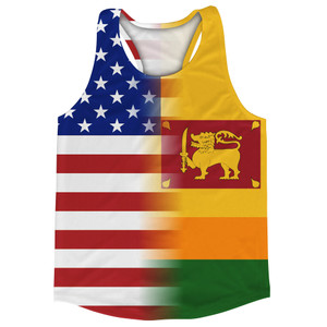 American Flag And Sri Lanka Flag Combination Running Racerback Singlet Track Tank Top
