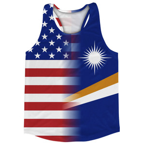 American Flag And Marshall Islands Flag Combination Running Racerback Singlet Track Tank Top