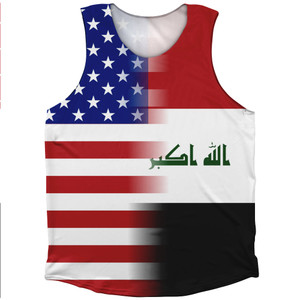 American Flag And Iraq Flag Combination Athletic Tank Top
