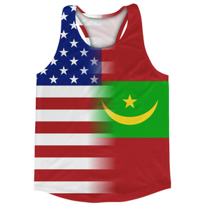 American Flag And Mauritania Flag Combination Running Racerback Singlet Track Tank Top American Flag And Mauritania Flag Combination Running Racerback Singlet Track Tank Top