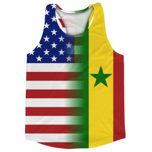 American Flag And Senegal Flag Combination Running Racerback Singlet Track Tank Top American Flag And Senegal Flag Combination Running Racerback Singlet Track Tank Top