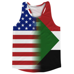 American Flag And Sudan Flag Combination Running Racerback Singlet Track Tank Top