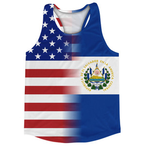 American Flag And El Salvador Flag Combination Running Racerback Singlet Track Tank Top American Flag And El Salvador Flag Combination Running Racerback Singlet Track Tank Top