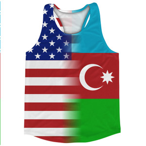 American Flag And Azerbaijan Flag Combination Running Racerback Singlet Track Tank Top American Flag And Azerbaijan Flag Combination Running Racerback Singlet Track Tank Top