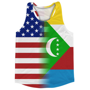 American Flag And Comoros Flag Combination Running Racerback Singlet Track Tank Top American Flag And Comoros Flag Combination Running Racerback Singlet Track Tank Top