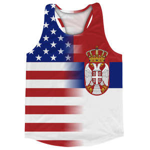 American Flag And Serbia Flag Combination Running Racerback Singlet Track Tank Top American Flag And Serbia Flag Combination Running Racerback Singlet Track Tank Top