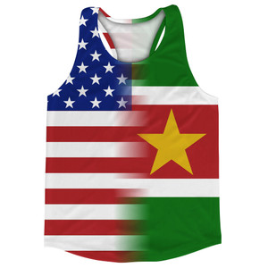 American Flag And Suriname Flag Combination Running Racerback Singlet Track Tank Top American Flag And Suriname Flag Combination Running Racerback Singlet Track Tank Top