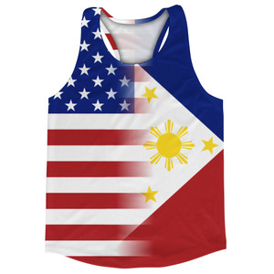 American Flag And Philippines Flag Combination Running Racerback Singlet Track Tank Top
