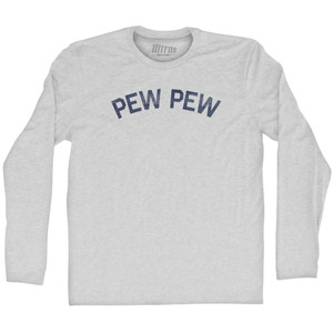 Pew Pew Adult Cotton Long Sleeve T-shirt - Grey Heather