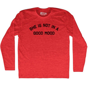 She Is Not In A Good Mood Adult Tri-Blend Long Sleeve T-shirt - Athletic Red