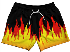 ADULT SMALL- Flame Pattern 5" Swim Shorts Made in USA - Yellow Black- Finale Sale ZT321 ADULT SMALL- Flame Pattern 5" Swim Shorts Made in USA - Yellow Black- Finale Sale ZT321