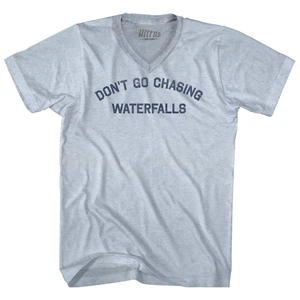Don't Go Chasing Waterfalls Adult Tri-Blend V-neck T-shirt - Athletic White