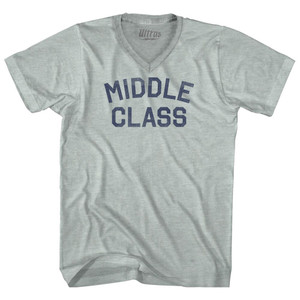 Middle Class Adult Tri-Blend V-neck T-shirt - Athletic Cool Grey